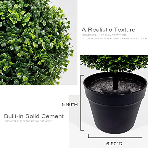 momoplant Artificial Topiary Ball Tree - 38 Inch Triple Topiaries Boxwood Greenery Plant 【 2 Pack 】 Outdoor Lifelike with Black Pot
