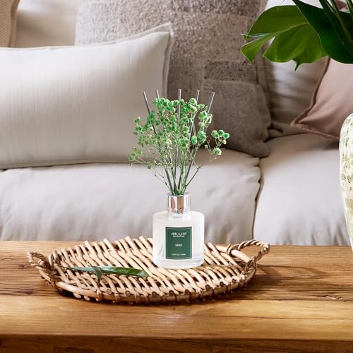 Image of Airkeep Reed Diffuser Set, 3.38 fl oz (100 ml) - Sage Lemon Oil Diffusers with 8 Reed Sticks, Home Fragrance Reed Diffuser for Bathroom Shelf Decor