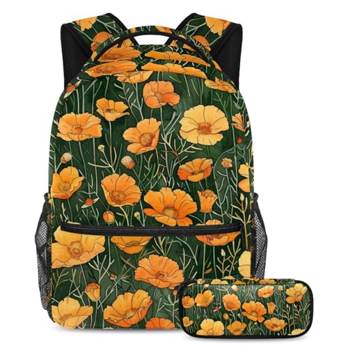 Sac à dos coquelicot avec trousse assortie pour adolescents actifs