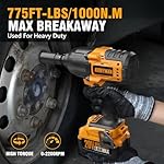 Alloyman 775Ft-lbs(1000N.m) Cordless Impact Wrench, 1/2 inch Power Torque Wrench, 2-Mode Speed,Electric Impact Gun with 2 x 4000mAh Battery, Charger and 5 Sockets - Image 2
