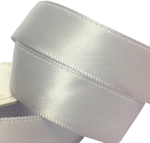 Three Kings 15 mm x 7 m Double Sided Satin Ribbon Roll, Silver Grey