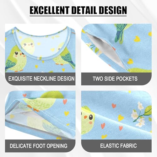 Cute Green Bird Pajama Set Pajamas Sleepwear Nightwear Loungewear Clothes Set B04046654