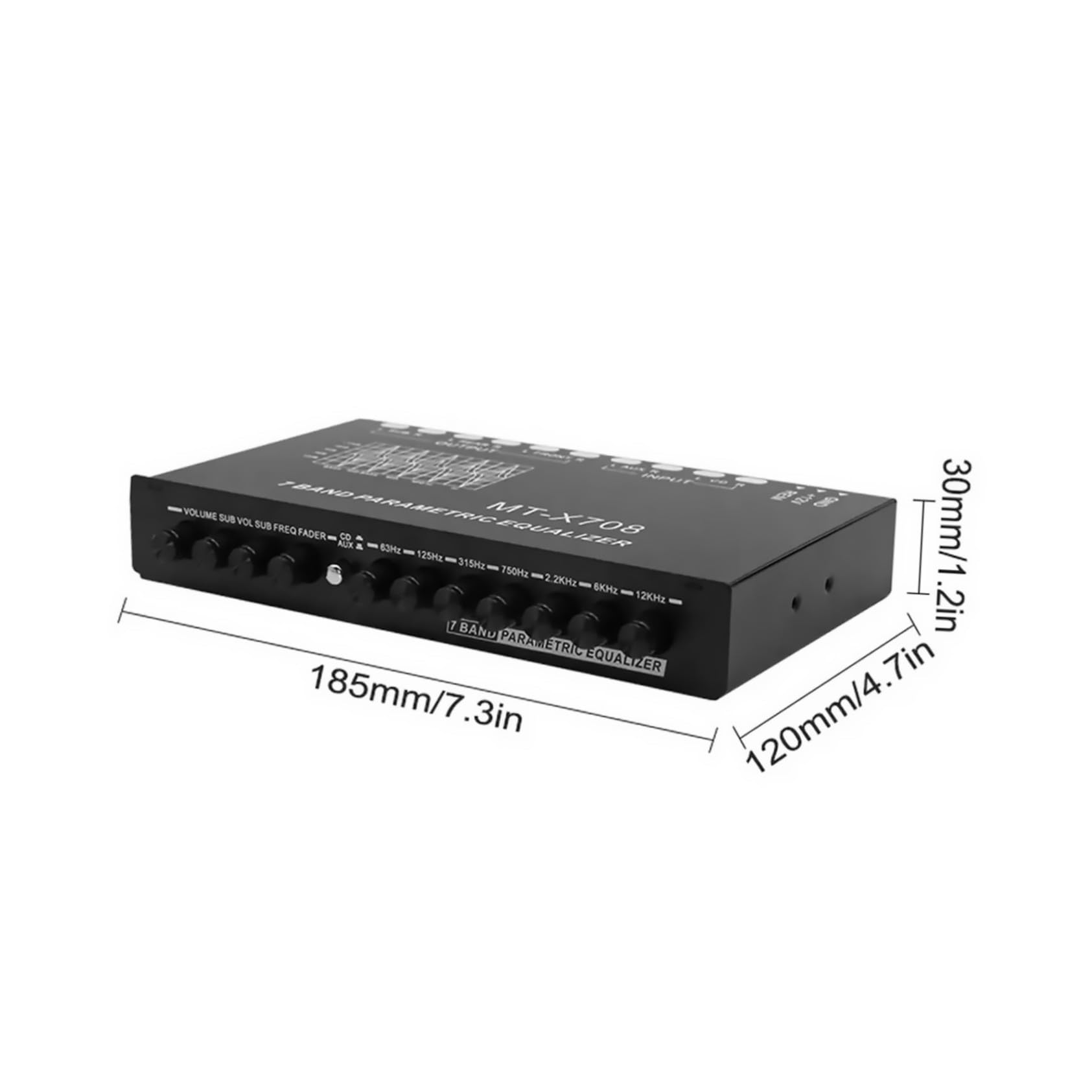 Ecualizador de Coche de 7 Bandas 6 Canales para Mejorar Calidad de Sonido, Instalación Fácil y Estructura Metálica Compatible Sistemas de Audio para Automóvil