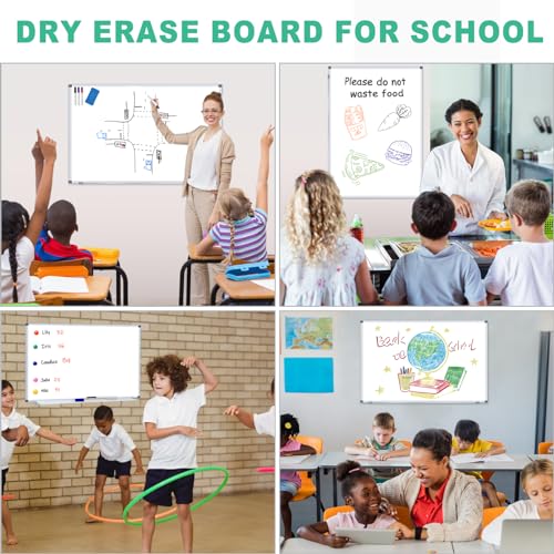 H-Qprobd 3' x 2' Magnetic Whiteboard Large Dry Erase White Board 36"x24" Aluminum Presentation Whiteboard with Long Pen Tray, 6 Markers, 2 Erasers &12 Magnets - Image 6