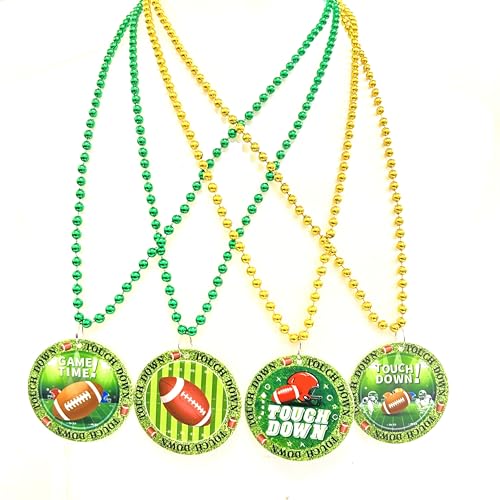 12Pcs Super Bowl Football Bead Necklaces Party Medal Necklaces Sports Event Football Necklace Party Supplies2