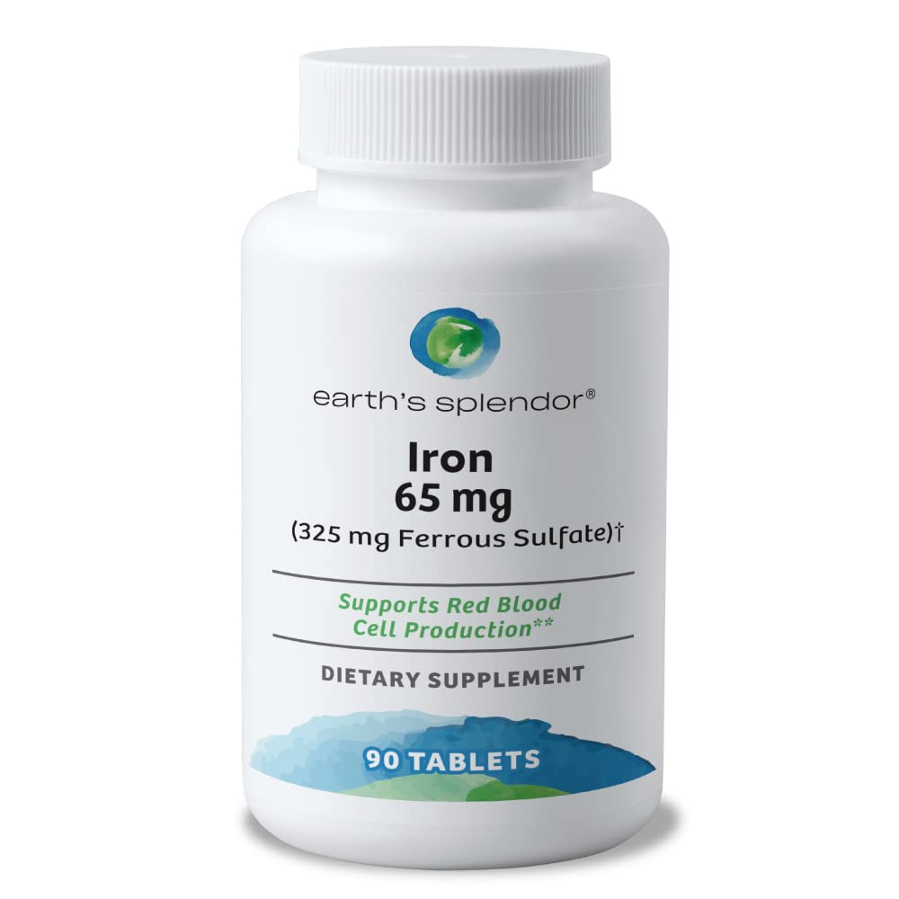 Iron 65mg USP Ferrous Sulfate 325mg Tablets 90 Count