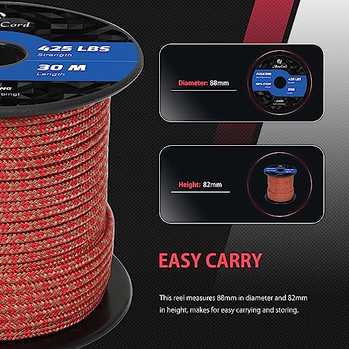 Abma Cord Paracord 425 lbs 3mm 100% Nylon 30M - Coyote Brown & Red, Diamond-coyote Brown & Red, 30 Meters - Image 2