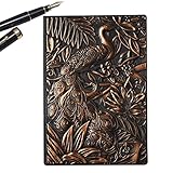 Rianpesn Quaderni in pelle vintage | Diario di viaggio per taccuino progettato da Peafowl per schizzi - Quaderno da scrittura vintage da 200 pagine Quaderno in pelle PU goffrato 3D per donna Uomo