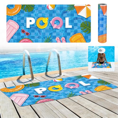 2PCS Poolside Seating Mats for Edge of Pool 35.4 X 15.7 Inch Non Slip Walk Pool Mats Swimming Pools Rubber Pad Decorative Poolside Mat Pools Cushions Leaves for Outdoor Indoor Summer Beach Lounging