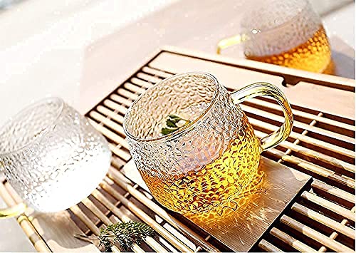 Image of Glass Coffee Tea Milk Mug with Golden Handle for Home Office and Traveling Espresso Chocolate & Beverage, Mocha, Fruit Drink, Shake, Cappuccino Mug 400 ML