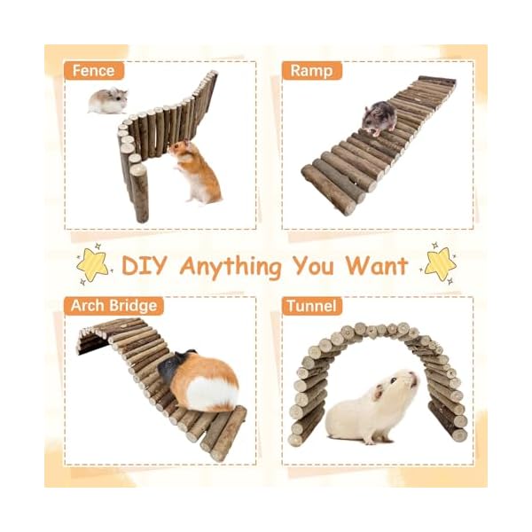 Hamiledyi Bunny Holzleiter Meerschweinchen DIY Spielzeug Nager Kauen & Klettern Brücke Chinchillas Käfig Tunnel/Versteck/Hütte/Rampe/Trennwand für Kleintiere Ratten Syrisch – Bild 5