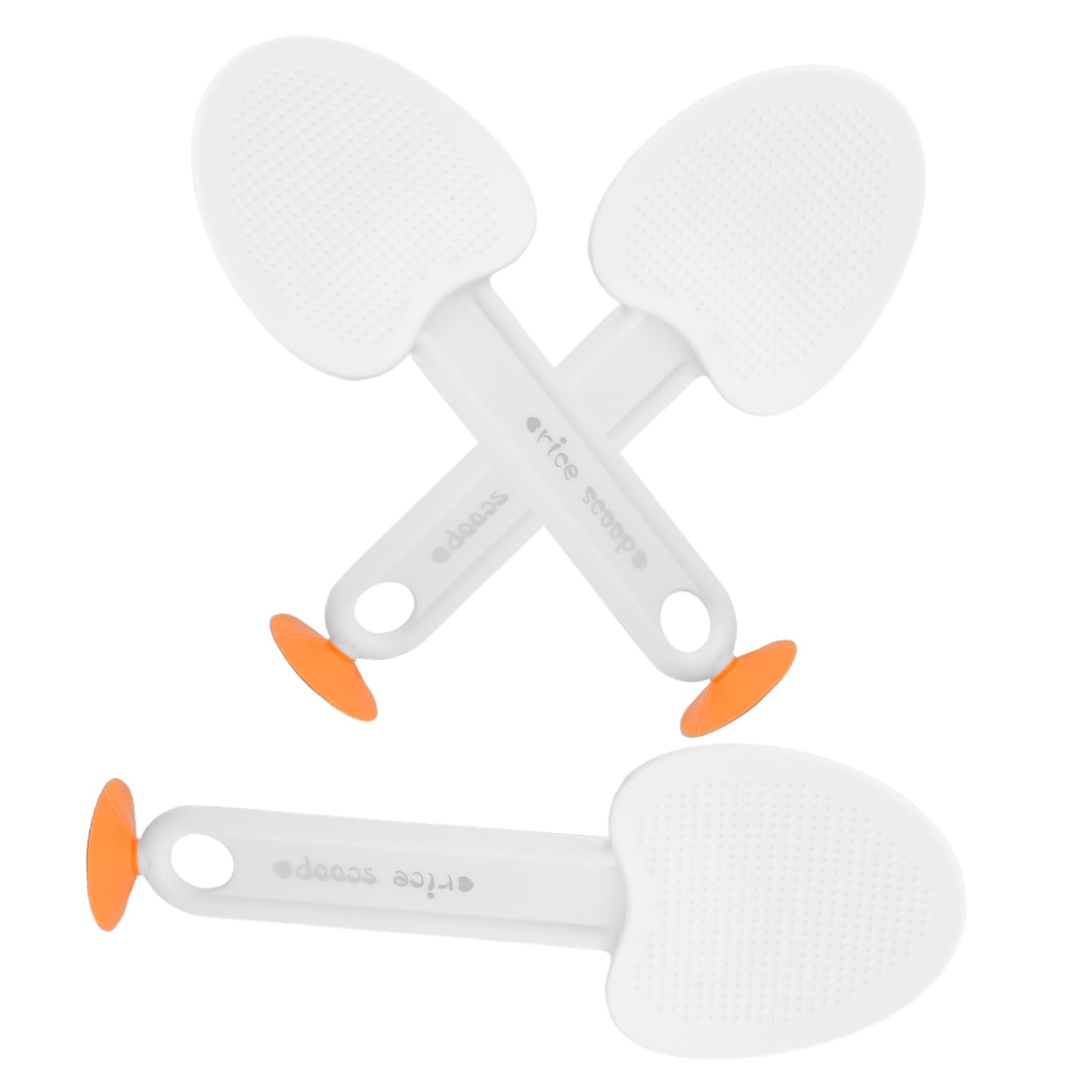 3pcs Heart Shape Rice Paddle Spoon Suction Cup Nonstick Standing Spatula for Easy Serving Space Saving Kitchen Utensil for Home and Restaurant
