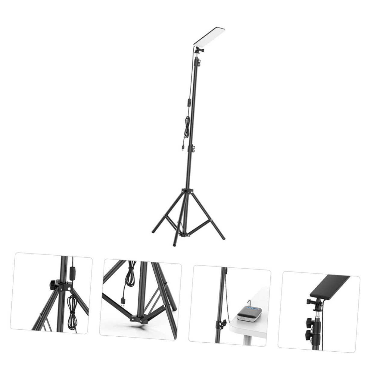 Linterna de Camping Portátil Telescópica Soporte Negro