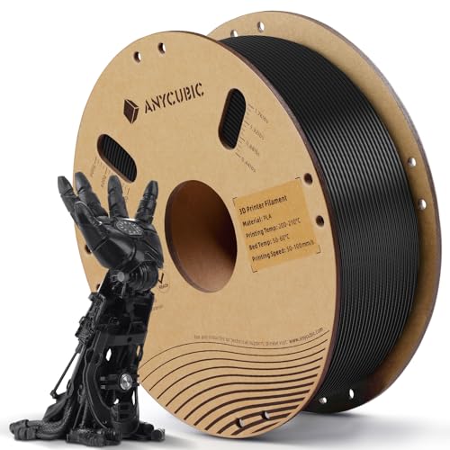 ANYCUBIC PLA Filamento de Impresora 3D, RFID Filamento para Impresión Inteligente, 1,75mm Precisión Dimensional +/- 0,02mm, Carrete 1KG (2,2 lbs), Negro Perla