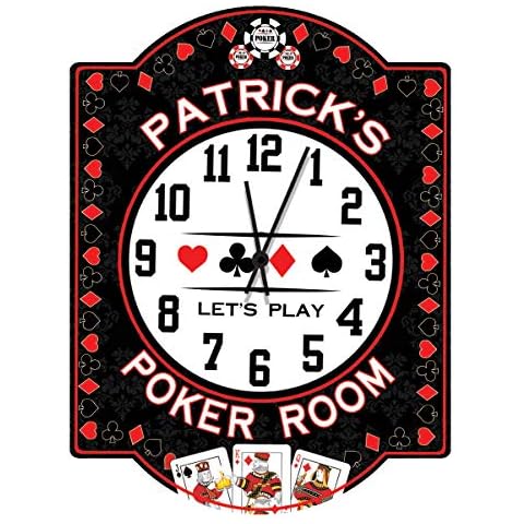 Redeye Laserworks Poker Room Personalized Wall Clock from Cover
