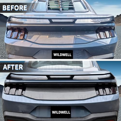 Image of WildWell Trunk Decklid Panel Trim Compatible with 2024-2026 Ford Mustang | Trunk Decklid Center Decorating Panel Accessories Carbon Fiber Painted