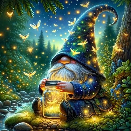 Camocin Diamond Art Kits for Adults Gnomes 5D Gnome Diamond Painting Kits for Adults Beginners DIY Gnome Full Round Dots Drill Gem Art Kit for Gift Home Wall Decor 14 x 14 Inch