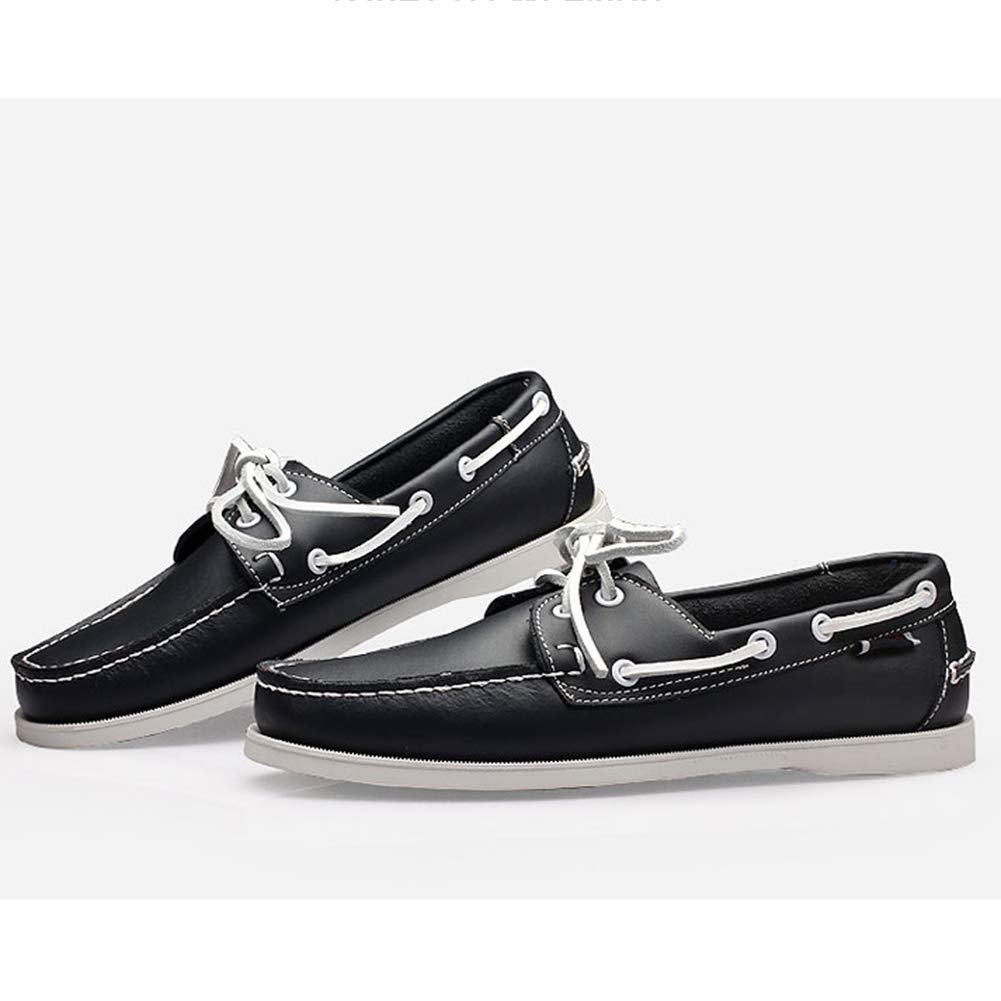 Mocassini da Uomo in Pelle con Lacci e Lacci Scarpe Casual da Barca in Pelle Piatta