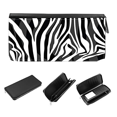 Women's Zip Around Wallet and Phone Clutch - RFID Blocking with Card Holder Organizer - Zebra print pattern