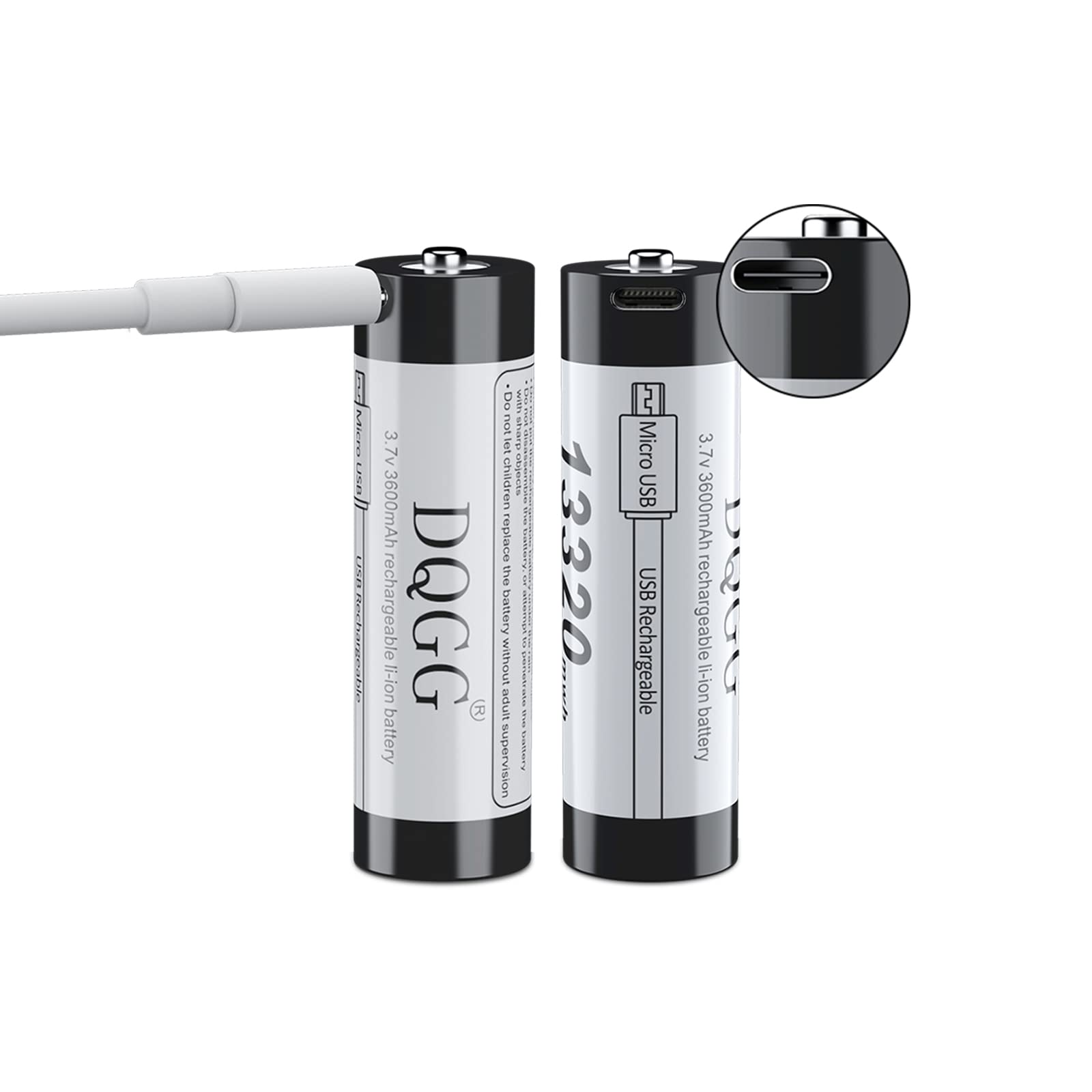 Generic 2 PCS 1?8?6?5?0 Rechargeable Battery USB C 3.7?Volts 3600mAh(13320mWh) B?u?t?t?on Top for Headlamp Flashlight. (2)