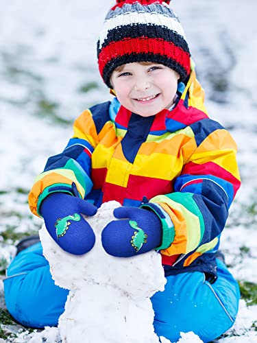 Image of Geyoga 3 Pairs Kids Mittens Winter Stretchy Knit Gloves Winter Dinosaur Full Finger Toddler Mittens for Boys Girls