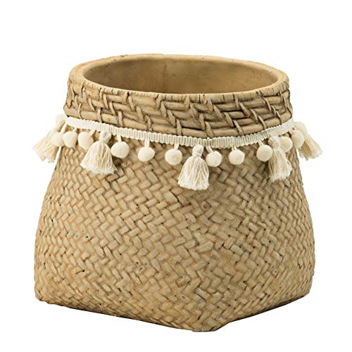 A&B Home Small Woven Wicker Basket Planter Bamboo Rattan Rigid