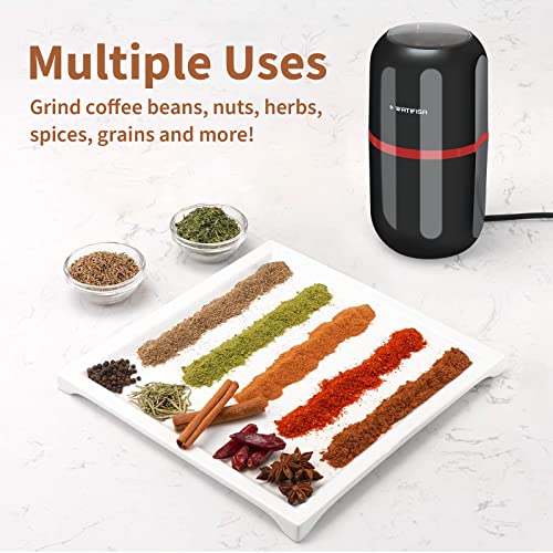 Watifisa Herb Grinder Electric Spice Grinder with Cleaning Brush, Herb Spice Coffee Grinder with Large Capacity - for Herbs, Fine Leaves, Peanuts, Pepper Beans, Mushrooms & Grains (Black) - Image 4