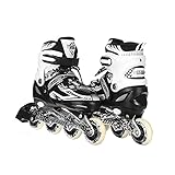 Kinder Erwachsene Professionelle Einstellbare Inline Skates Roller Skates Kinder Inline Speed ​​Skates Schuhe Vorderräder Flash Skates Schuhe für Jungen Mädchen Männer Frauen Schwarz_M (35-38EU)