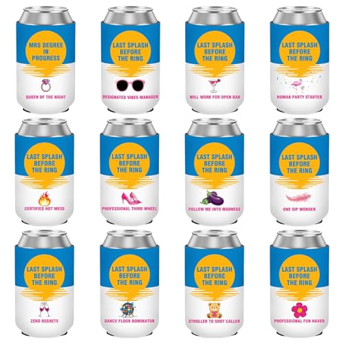 Image of 12 PCS Bachelorette Party Can Cooler Sleeves Insulated Neoprene Drink Holder for Bridesmaid Gifts Bridal Shower Decorations, Bachelorette Party Favors, Standard