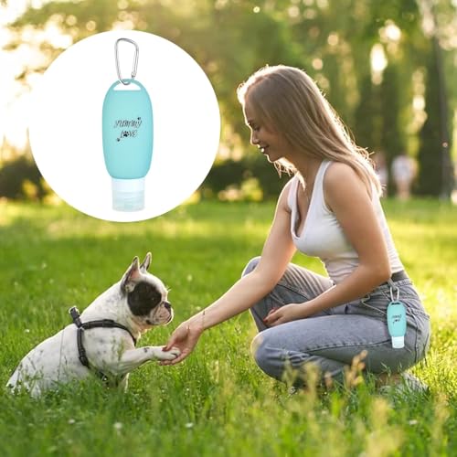 BEIMEIII 2 Stück Futtertube zum Befüllen Hund 90ml Futtertube Befüllbare Tuben für Hunde mit Karabiner Nassfutter Abfüllflaschen Zubehör Silikon Reiseflaschen für Hundetraining als Belohnung Grün
