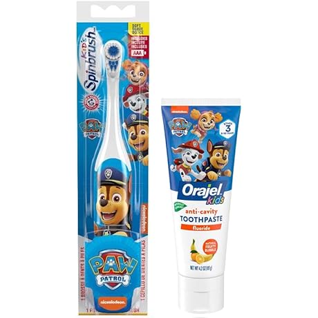 Paw Patrol Electric Toothbrush and Paw Patrol Anticavity Fluoride Toothpaste 4.2 Ounce (Chase)