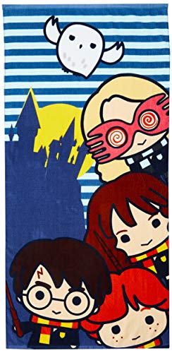 Jay Franco Harry Potter Hogwarts Nightlife Kids Bath/Pool/Beach Towel, Super Soft & Absorbent Fade Resistant Cotton, 28 inch x 58 inch, Blue