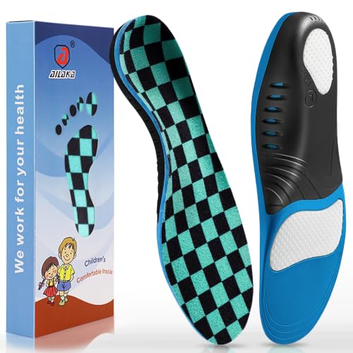 Image of Ailaka Kids Orthotic Arch Support Shoe Insoles, Plantar Fasciitis Cushioning Athletic Inserts for Flatfoot Pain Relief Running Walking