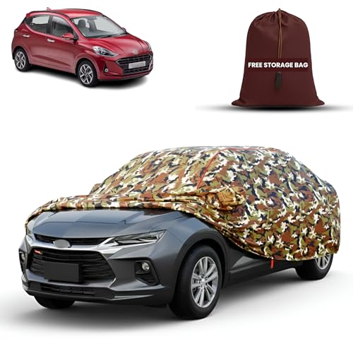 Image of MORNYRAY Car Cover for Hyundai Grand i10 | Fully Waterproof Car Body Cover | with Mirror & Antenna Pocket | Dustproof, Windproof & Anti-Scratch Lining, Camouflage