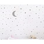 Moon and Stars Wall Decal Vinyl Sticker for Kids Boy Girls Baby Room Decoration Good Night Nursery Wall Decor Home House Bedroom Design YMX16 (Gray)