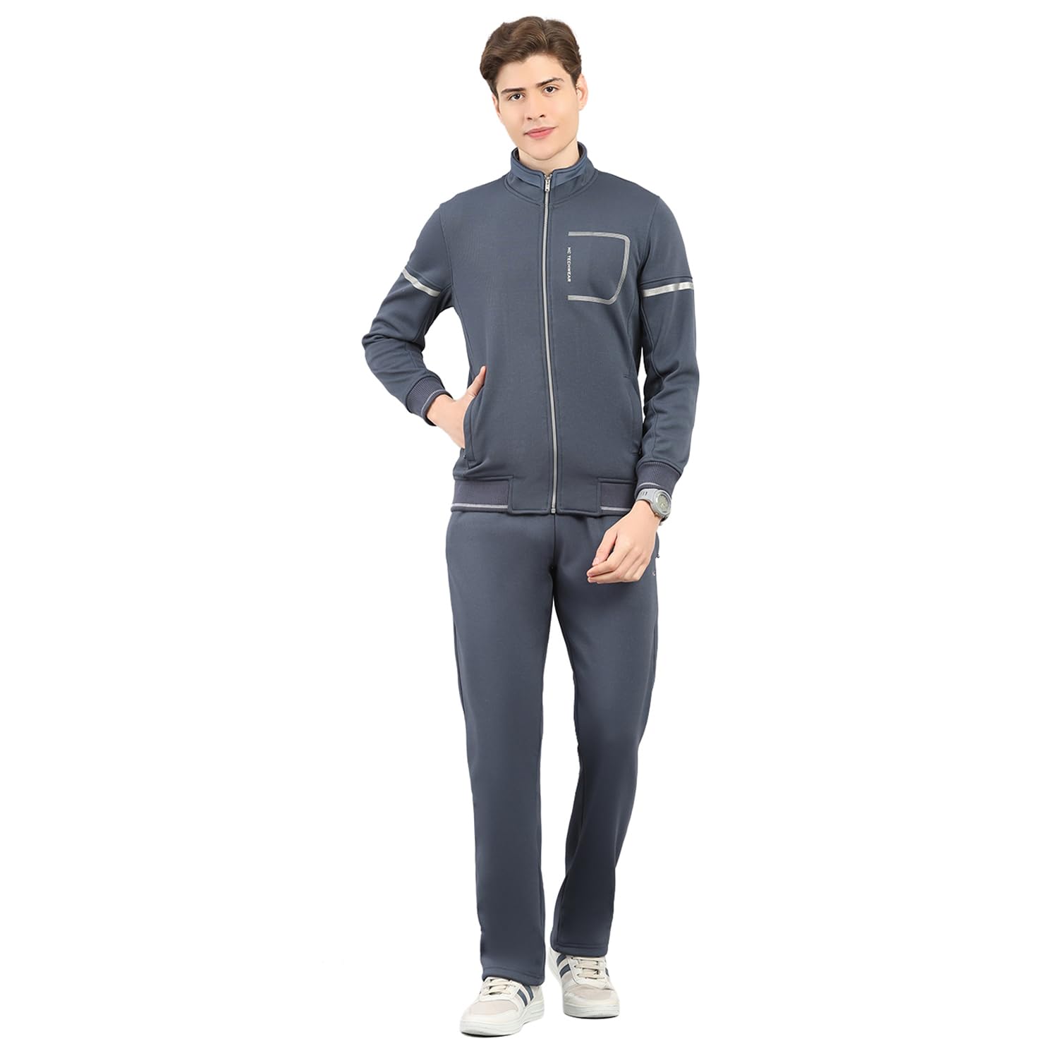 Men's Regular Fit Solid Stand Collar Full Sleeve Tracksuit| Men Track Suit | Stylish Sportswear Set with Jacket and Lower | Activewear Set For Men's (Pack Of 1)