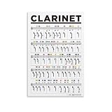 EkHou Clarinet Fingering Notes Poster Chart. Learn Clarinet Music Notes Poster Decorative Painting Canvas Wall Art Posters for Room Aesthetic 08x12inch(20x30cm)