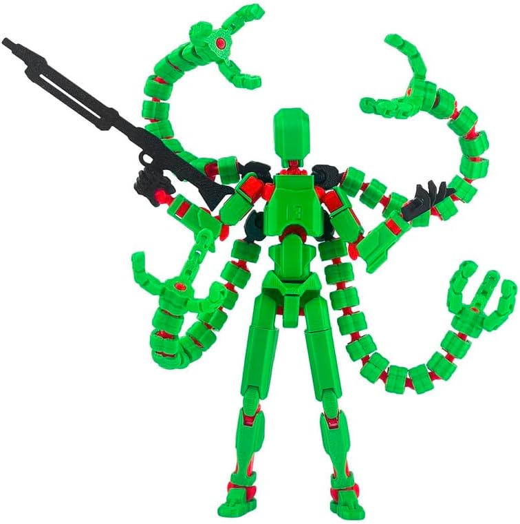 T13 (Assembly Completed) Action Figure, T 13 3D Printed Toys - The Premium Action Figures for Sci-Fi Enthusiasts,Four Claws Robot5.2 Inch Green