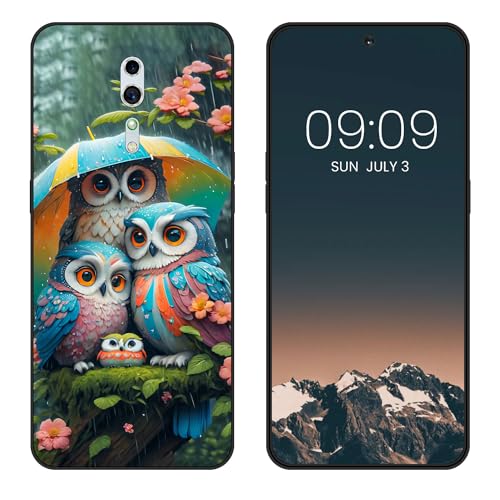 WUACYEAMING Funda Bonita para OPPO Reno Z,Carcasa con Aesthetic Lindo Dibujos,Ultrafina Suave TPU Antigolpes Case Divertidas Diseño Negro-Búho