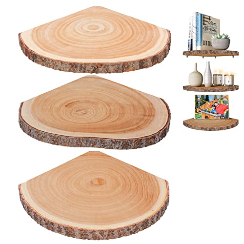 Corner Floating Shelves（3Pcs Wood Corner Shelf Rustic Corner Shelves Wall Corner Shelf For Decor/Storage/Kitchen/Bedroom/Office/Living Room #TOP4