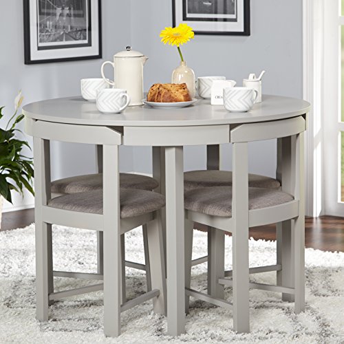 Target Marketing Systems Zuma Collection Compact Set 5-Piece Round Nesting Dining Table & Chairs, Gray #TOP1