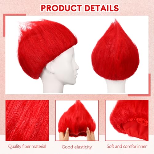 Image of Geyoga 1 Pcs Funny Wig Crazy Hair for Halloween Party,Red