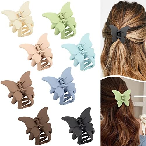 Swinnet 8 Pack Butterfly Claw clips, Butterfly hair clips for Women Thick Thin Hair, 2.3 Inch Big Butterfly Non Slip Matte Jaw Clips