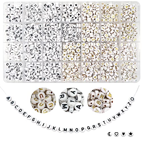 TOAOB 1000 Piezas Cuentas de Letras para Pulseras 4 x 7 mm Abalorios de TOAOB 1000 Piezas Cuentas de Letras para Pulseras 4 x 7 mm Abalorios de