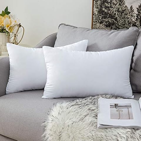 MIULEE Cushion Inserts 30cm x 50cm, Throw Pillow Insert for Sofa/Bed, Decorative Cushion Inner Pads, White Cushion Filler, Rectangle Pillow Stuffer, 12 x 20 Cushion Insert 2 Pack Cover