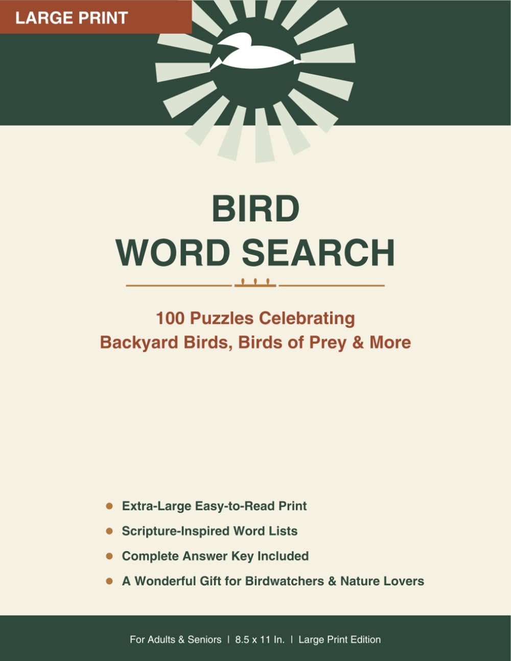 Large Print Bird Word Search: 100 Puzzles Celebrating Backyard Birds, Birds of Prey & More