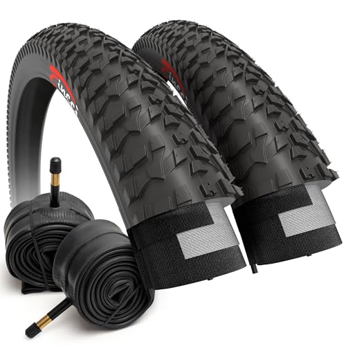 Fincci Fahrradreifen 20 Zoll – 2er Pack Faltbare MTB Reifen 20 x 1.95 Zoll mit 2X 20 Zoll Schrader Schlauch, FahrradMantel 53-406 für Kinder, Teenager & Erwachsene, BMX, City, Road & MTB & Dreirad