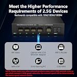 5 Port 2.5Gb Ethernet Switch Unmanaged Network Switch Ethernet Splitter | 5 x 2.5 Gigabit | 1 x 10G SFP+ | Multigig Switch 10-100-1000Mbps | 45G Bandwidth | Fanless Metal Internet Switch - Image 3