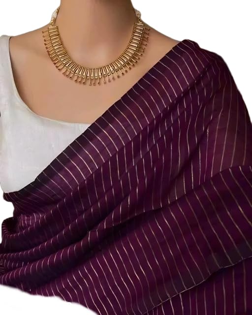 Women's Cotton Khadi Check Embellish All-over Saree_121