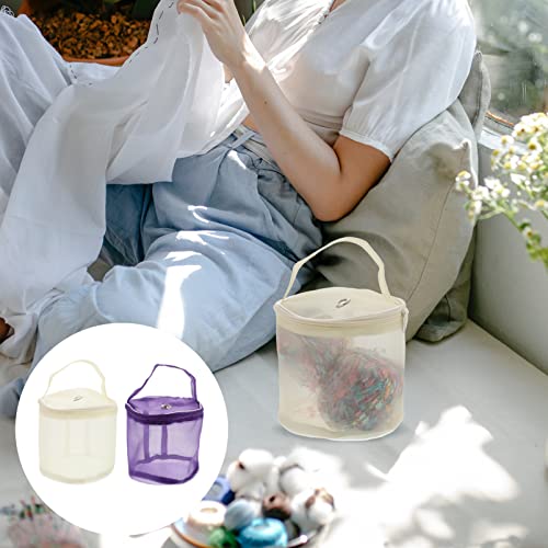 Image of Ciieeo Yarn Storage Bag 5.51 Inch Portable Mesh Tote for Knitting and Crochet with Ventilated Design Tangle-Free Yarn Carrier and Organizer for Craft Projects